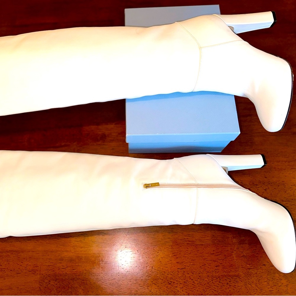 Le Silla White Knee High Leather Boots
